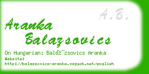 aranka balazsovics business card